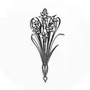 bouquet of daffodil bluebell and foxglove flowers tattoo design idea