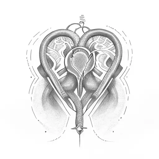 Heart with a Viper tattoo design idea