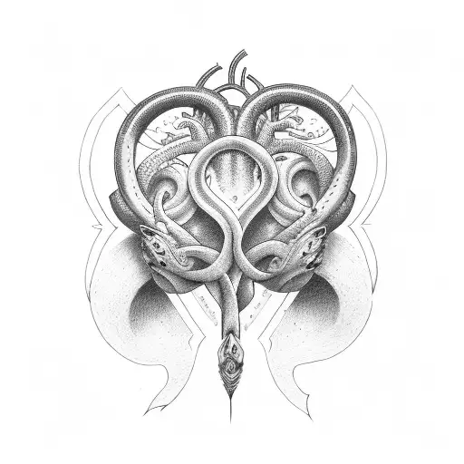 Heart with a Viper tattoo design idea