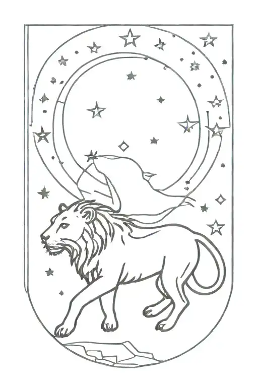 Leo Constellation Leo with Moon and Stars and Moon tattoo design idea