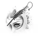 flute with peacock feather hanging out written radhe Krishna  tattoo design idea