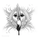 flute with peacock feather hanging out written radhe Krishna  tattoo design idea