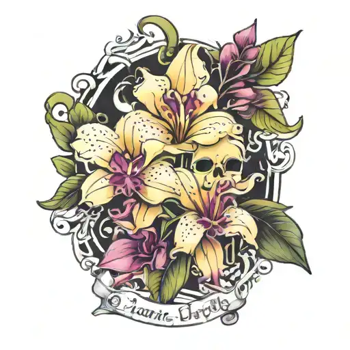 Layla & Cattleya name intertwined tattoo design idea