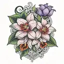 Layla & Cattleya name intertwined tattoo design idea