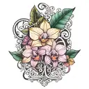 Layla & Cattleya name intertwined tattoo design idea