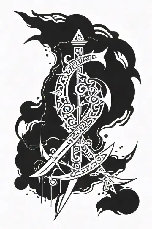 design a tatoo that uses the symbol kaizen over a scar and incorporate the scar into either the blade of a sword tattoo design idea
