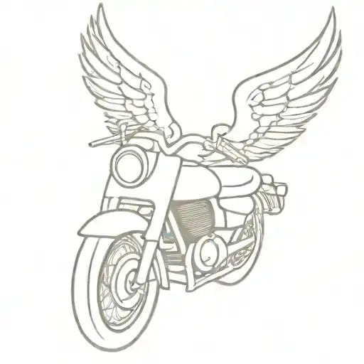 motorbike and angel wings tattoo design idea