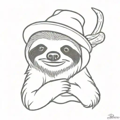 sloth with fisher hat of SC Freiburg tattoo design idea
