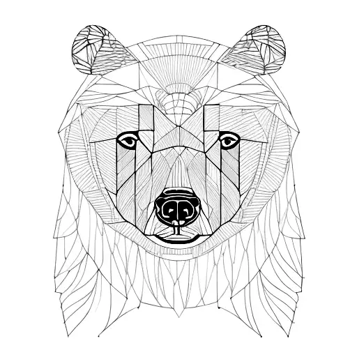 An abstract representation of a bear made entirely of intricate forest bird silhouettes tattoo design idea