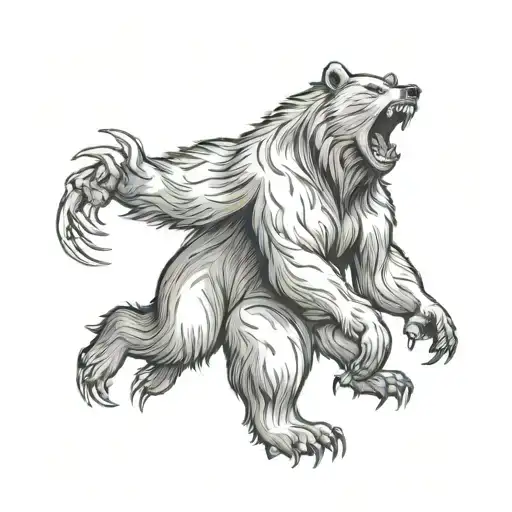 snarling bear on hind legs tattoo design idea