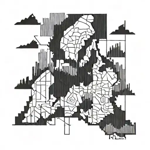 Incorporate the silhouette of the State of Michigan into a geometric design with a sales graph overlay tattoo design idea