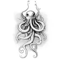 squid with flowers  tattoo design idea