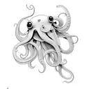 squid with flowers  tattoo design idea