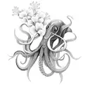 squid with flowers  tattoo design idea