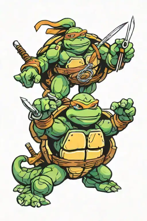 teenage mutant ninja turtle michelangelo tattoo design idea