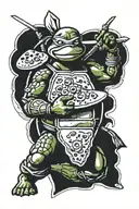 teenage mutant ninja turtle michelangelo with pizza tattoo design idea