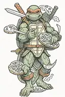 teenage mutant ninja turtle michelangelo with pizza tattoo design idea