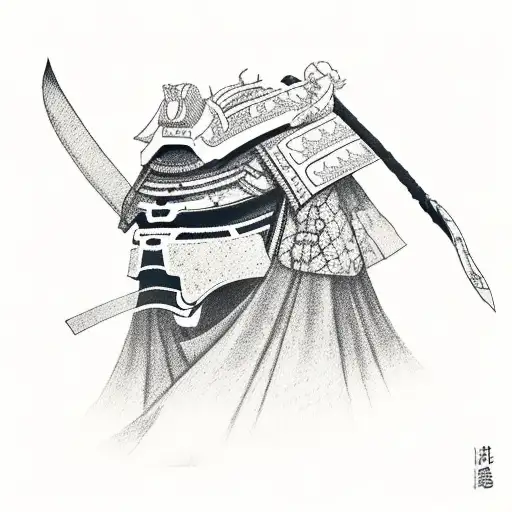 hanya mask and samurai and kitsune mask and samurai girl tattoo design idea