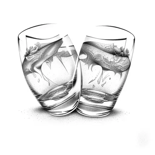 2 glasses whiskey cheers tattoo design idea