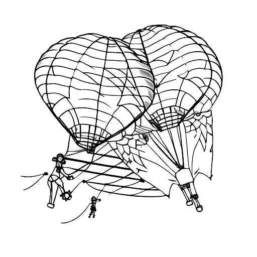 a simple parasail with 2 people tattoo design idea