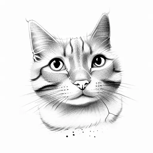 lucky Chinese cat in black and white  tattoo design idea