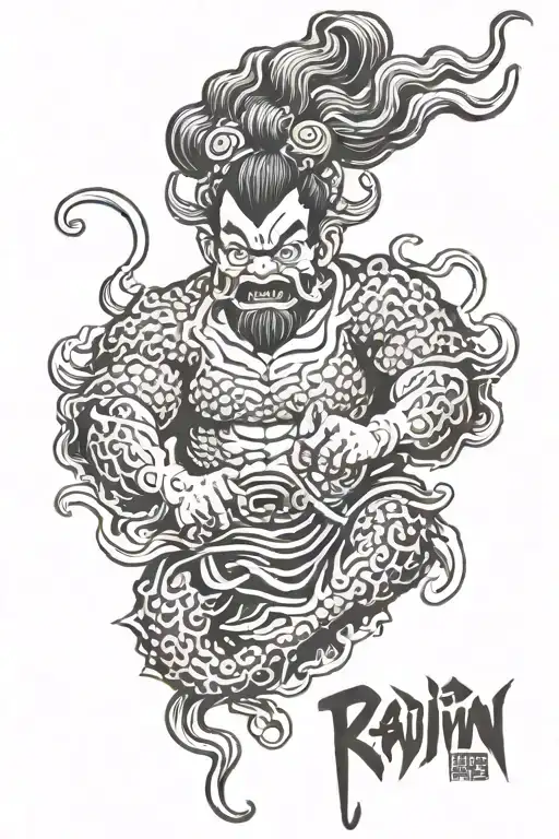 raijin thunder god tattoo design idea