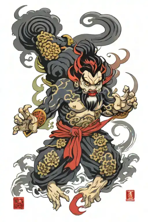 raijin god tattoo design idea