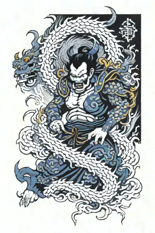 raijin thunder god japanese tattoo design idea