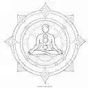 Meditation,mindfulness,dharma chakra logo,kundalini,universe,calm,world,solar system,book,nirvana three quarter forearm  tattoo design idea