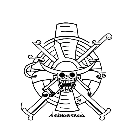 A minimalist tattoo of the Straw Hat Pirates logo from One Piece, combining your love for anime with a sleek design tattoo design idea