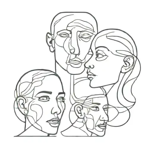 A surreal tattoo of abstract faces morphing into each other, reflecting the owner's fascination with transformation tattoo design idea