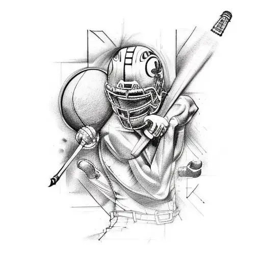 Design a tattoo featuring a sports equipment with a tech twist tattoo design idea
