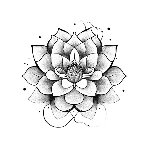 Create a blackwork tattoo featuring a blue lotus flower with Costa Rican elements tattoo design idea