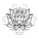 Create a blackwork tattoo featuring a blue lotus flower with Costa Rican elements tattoo design idea