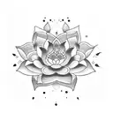 Create a blackwork tattoo featuring a blue lotus flower with Costa Rican elements tattoo design idea