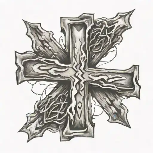 god is greater than highs and lows cross tattoo design idea