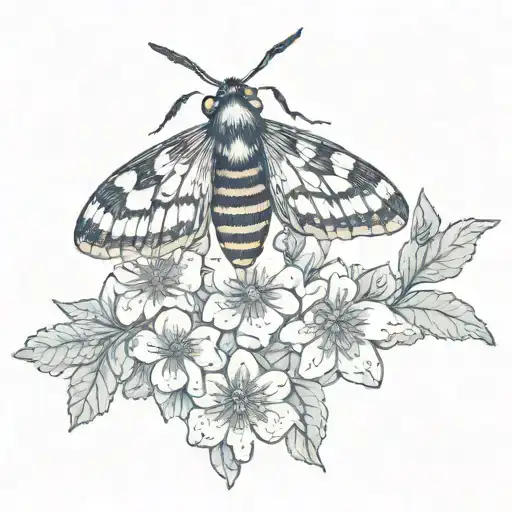 deaths head moth, flowers surrounding tattoo design idea