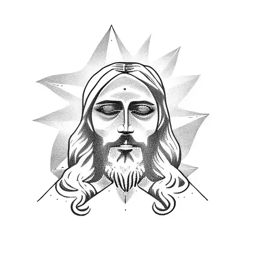 Blackwork Jesus With Louis Vuitton Tattoo Idea - BlackInk AI