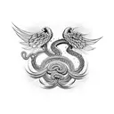 caduceus with a feathered snake tattoo design idea