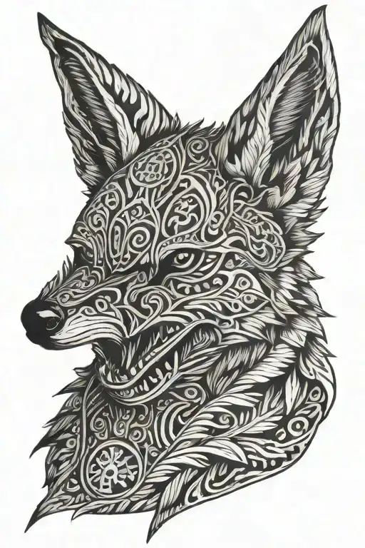 crow jackal mask tattoo design idea
