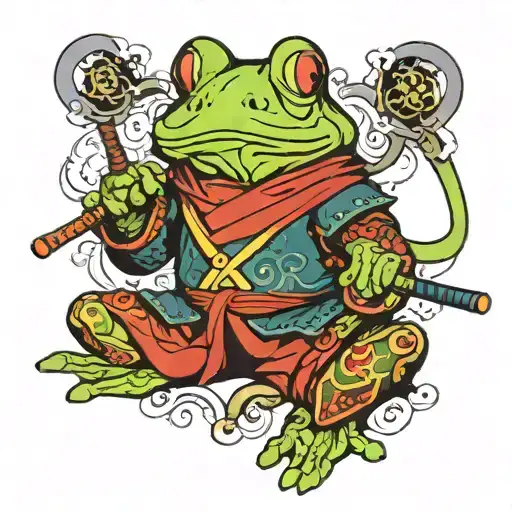 samurai frog smoking tattoo design idea