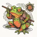 samurai frog smoking tattoo design idea