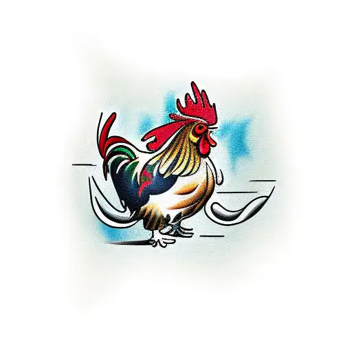 rooster fighting tattoo design idea