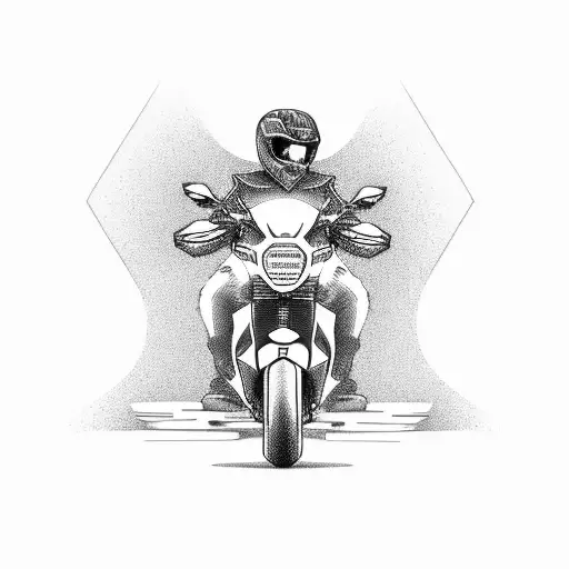 biker driving electric scooter  tattoo design idea