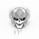 flaming head biker driving electric scooter  tattoo design idea