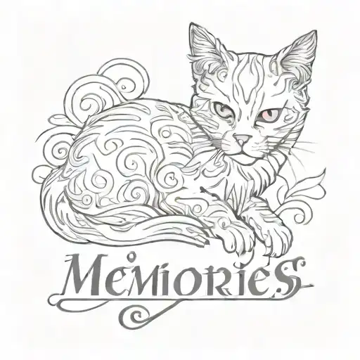 memories cat name written - O'Malley tattoo design idea