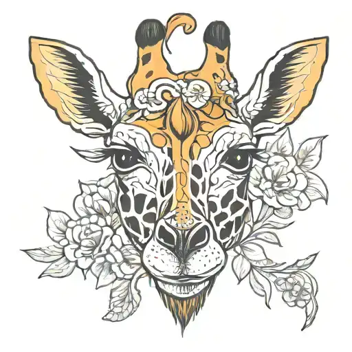 Giraffe head with part tattoo design idea
