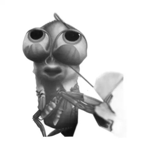 a shrimp with big eyes tattoo design idea