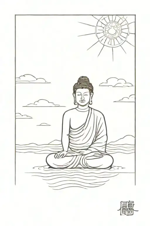 beach, Buddha, God, perseverance patience tattoo design idea