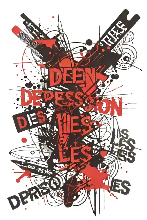 Depression lies text tattoo design idea